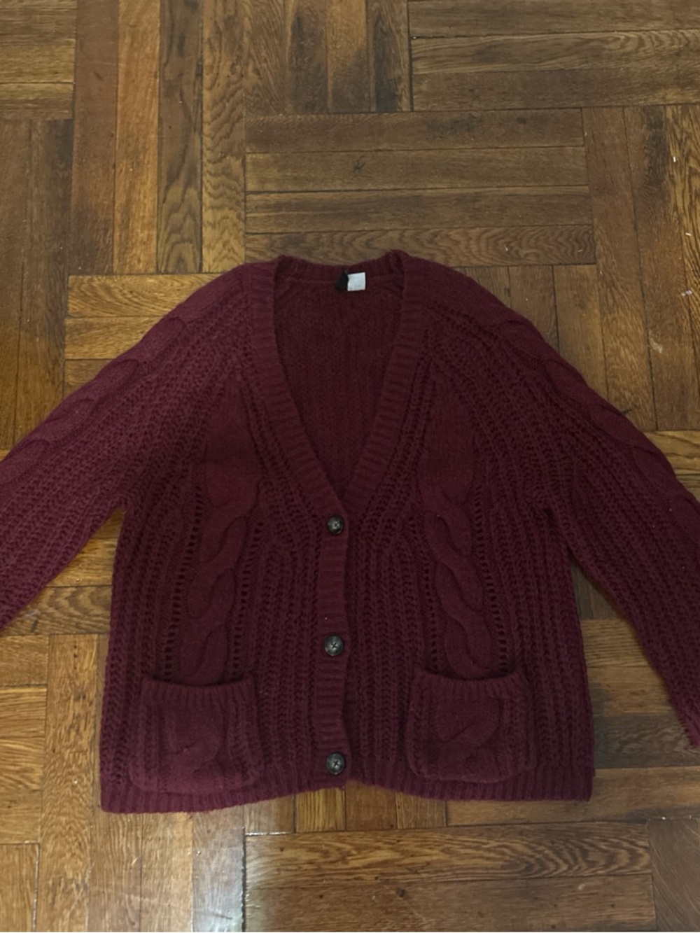 H&M Cable Knit Cardigan - Wine